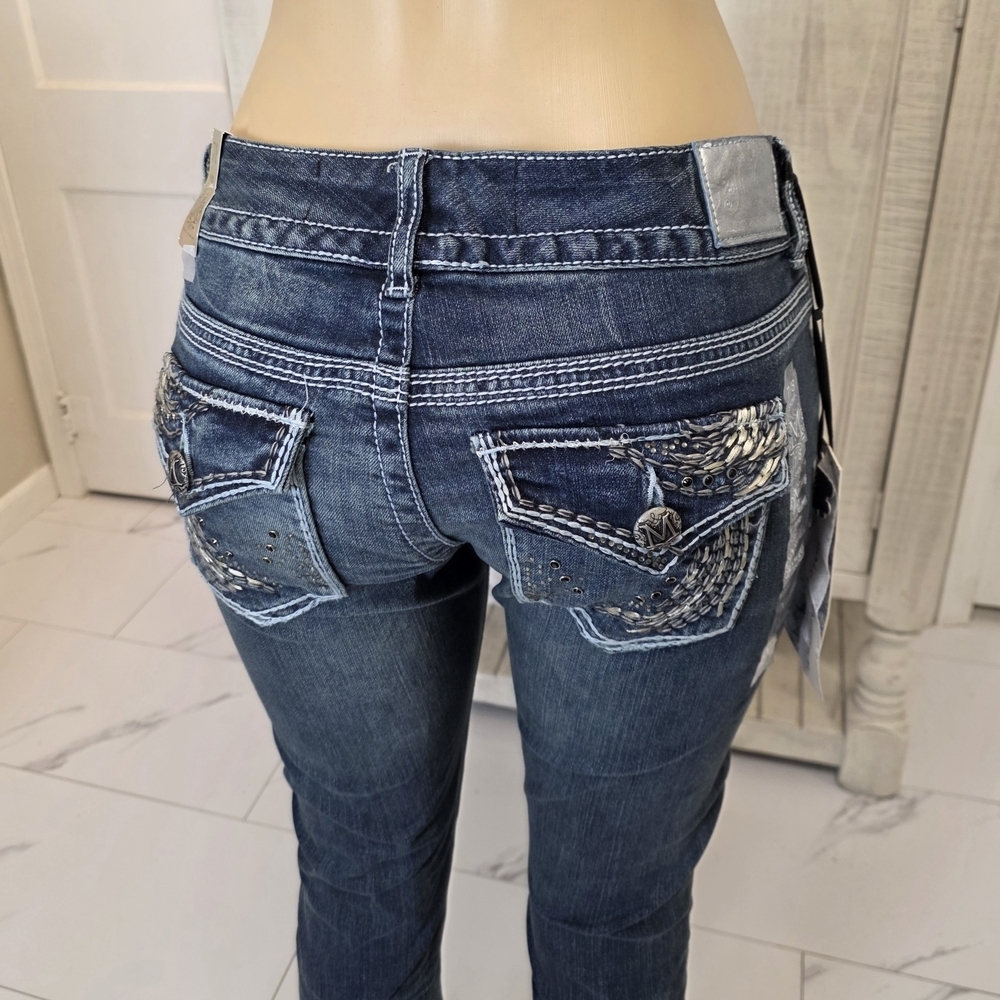 Maurices Dark Blue Skinny Jeans with Silver Accents